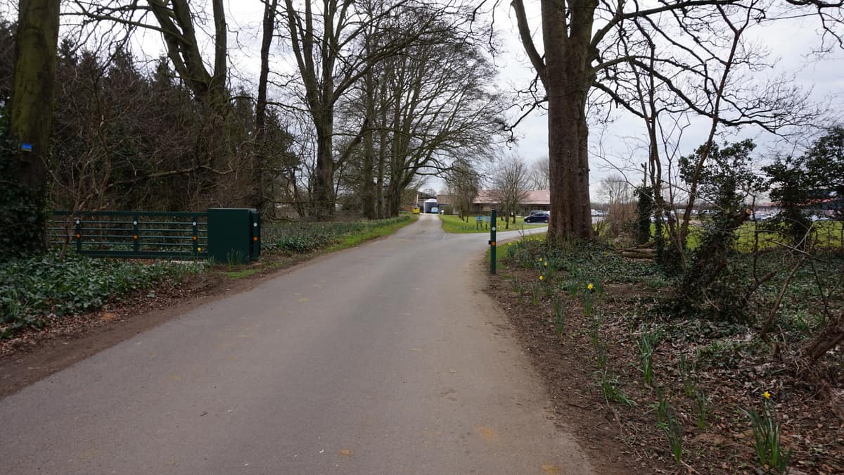 Entrance to Pink Pig Farm, near Scunthorpe